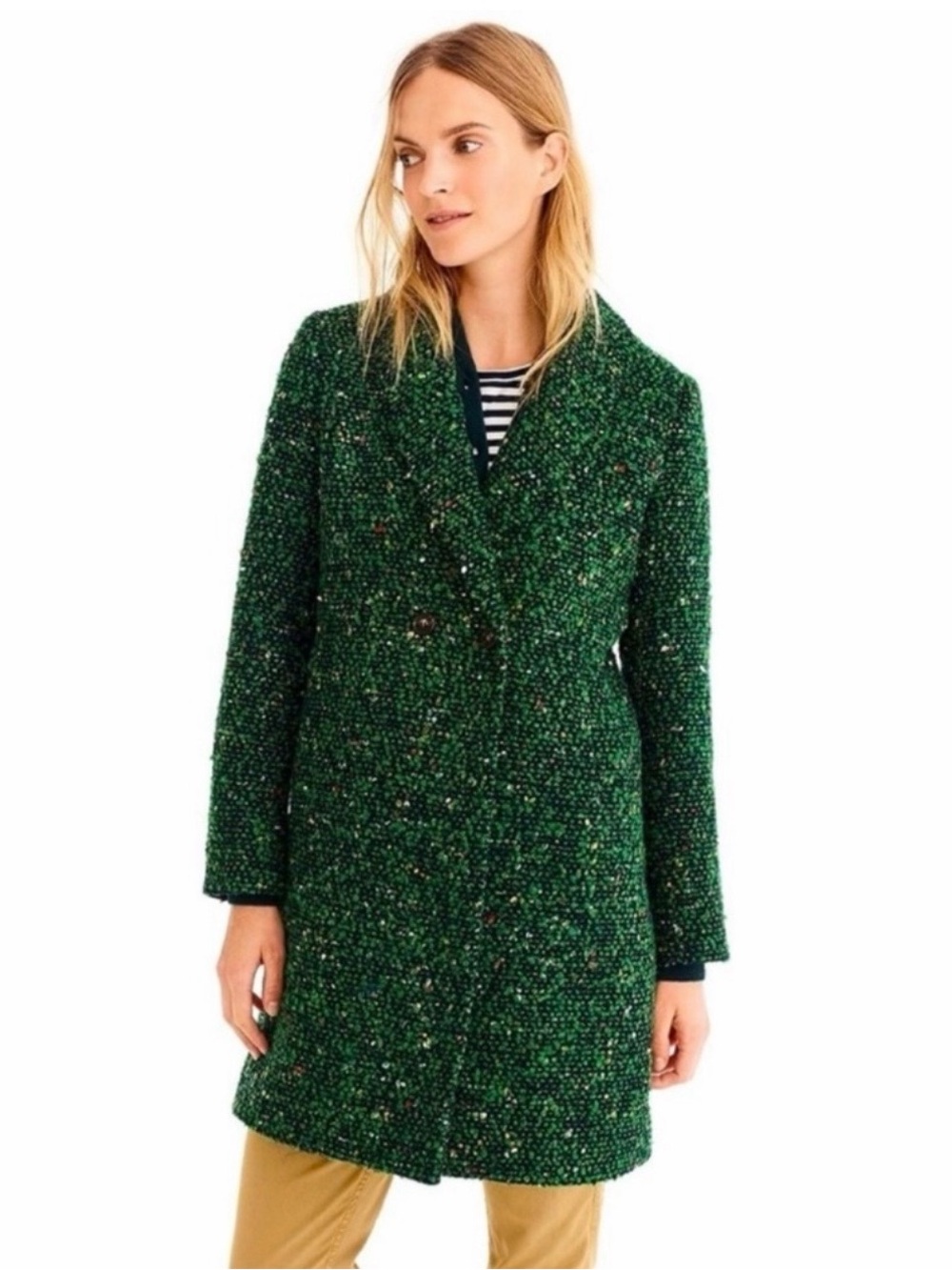 J. Crew Green Tweed Daphne Topcoat ~ NWOT
